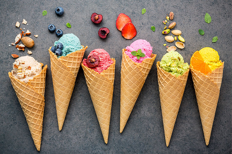 ice cream in different flavours