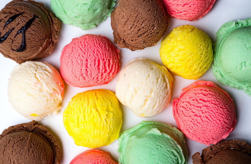 mix of ice cream flavours