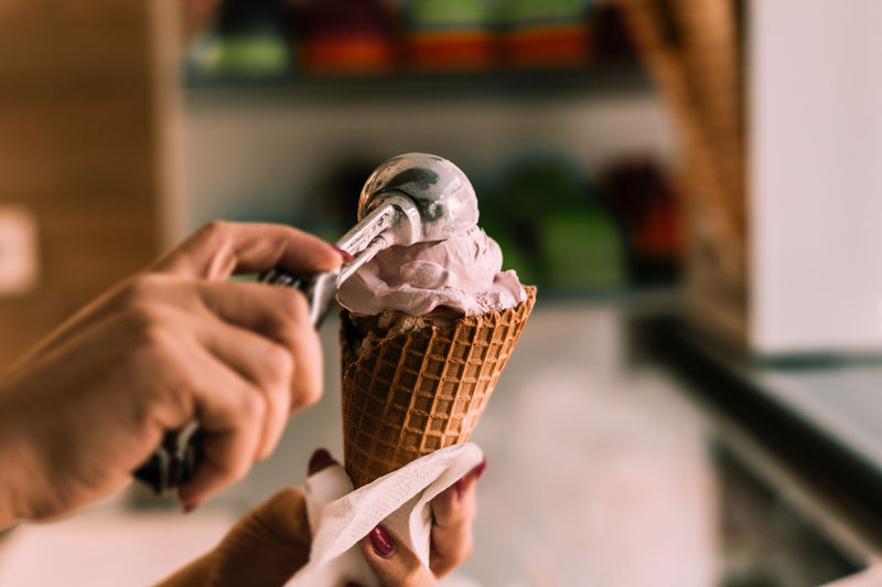 Serving Ice Cream Strawberry Ice Cream Cone