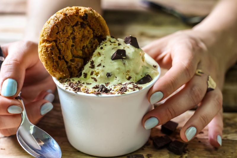 eating from paper tub delicious paper ice cream tub