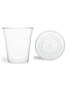 12 oz Clear PET Smoothie Cup with Flat Straw Slot Lid