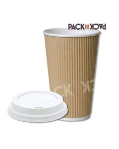 16 oz Kraft Ripple Cups with White Sipper Lids