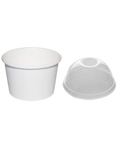 Plain White 280ml Wax Paper Ice Cream Tub & Domed Lids
