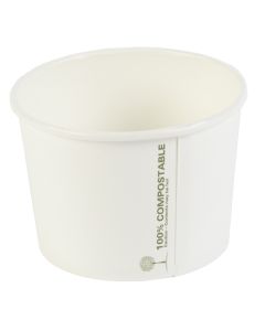 16oz PLA White Biodegradable Soup Containers & Lids 