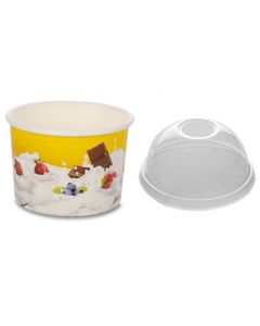 280ml Tas-ty Wax paper Ice Cream Tubs With Domed Lid ( Generic Designs may vary )