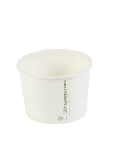 8oz PLA White Biodegradable Soup Containers & Lids 