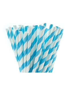 Aqua Blue & White Paper Straws
