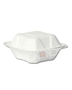 Disposable 6" White Bagasse Burger Boxes