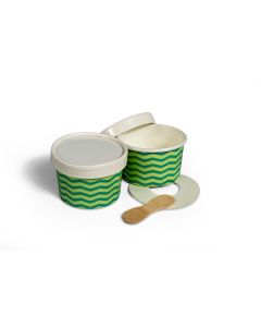 TAS-ty 85 ml Wooden Spoon In Lid Wax Paper Ice Cream Tubs (1 Scoop)