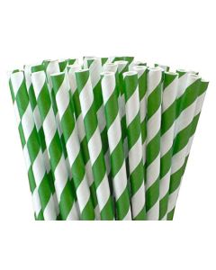 Green & White Paper Straws
