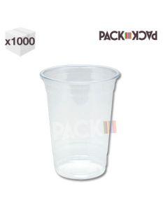 1000 x 12 oz Clear PET Smoothie Cup with Flat Straw Slot Lid