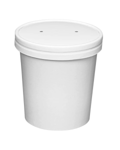 Disposable Paper Food Takeaway Containers & Lids White 500ml