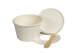 TAS-TY 5 oz (140 ML) White Paper Ice Cream Tubs  with Lids and Wooden Spoons (spoon in lid)