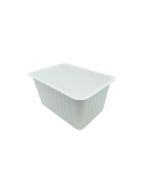2 Litre White Ribbed Rectangular Food Containers and lids