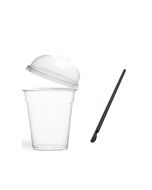  9oz Clear PET Smoothie Cup with Domed Lid and Paper Straw
