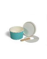 TAS-ty BLUE 142 ml (2 Scoop)  Wooden Spoon In Lid Wax Paper Ice Cream Tubs 