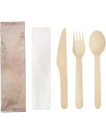 Tas-ty Eco Friendly Biodegradable Reusable Disposable Wooden Bamboo Travel Flatware Cutlery Utensils Set