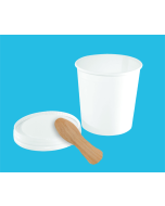 125ml Wooden Spoon In Lid Wax Paper Ice Cream Tubs