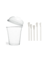12 Oz Clear PET Smoothie Cup with Domed Lid and Clear Spoon Straw