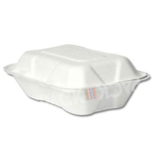 Disposable 9&quot; White Bagasse Meal Container 