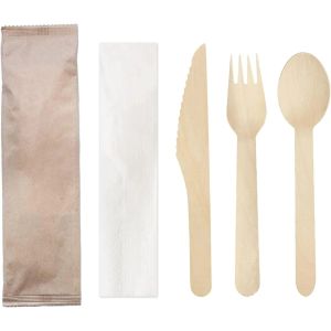 Tas-ty Eco Friendly Biodegradable Reusable Disposable Wooden Bamboo Travel Flatware Cutlery Utensils Set