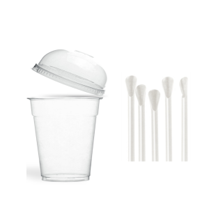 8 oz Clear PET Smoothie Cup With Domed Lids & Straws