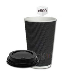 12 oz Black Ripple Cups with Black Sipper Lids